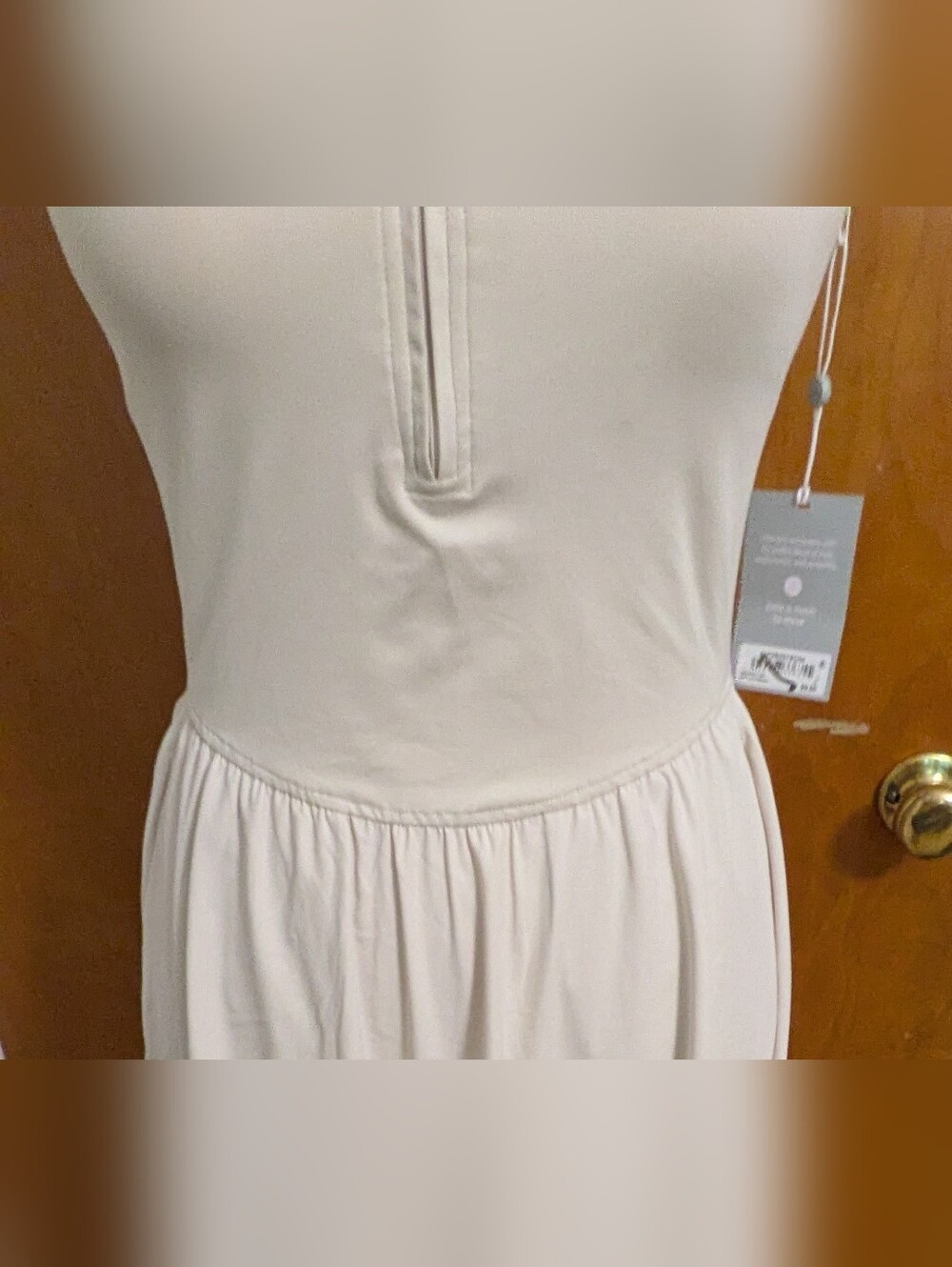 Zella Sleeveless White Gathered Waist Maxi Dress - Picture 4 of 10